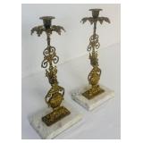 Pair of Vintage Victorian Brass Candelabras