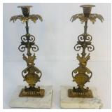 Pair of Vintage Victorian Brass Candelabras