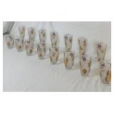 MCM Golden Foliage Frosted Glass Tumblers and Pilsner Glasses with 22K Gold Leaf