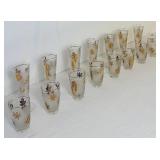 MCM Golden Foliage Frosted Glass Tumblers and Pilsner Glasses with 22K Gold Leaf