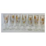MCM Golden Foliage Frosted Glass Tumblers and Pilsner Glasses with 22K Gold Leaf