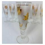 MCM Golden Foliage Frosted Glass Tumblers and Pilsner Glasses with 22K Gold Leaf