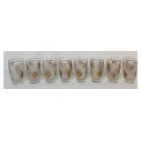 MCM Golden Foliage Frosted Glass Tumblers and Pilsner Glasses with 22K Gold Leaf