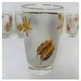 MCM Golden Foliage Frosted Glass Tumblers and Pilsner Glasses with 22K Gold Leaf