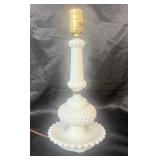 Vintage White Hobnail Milk Glass Table Lamp - 18" H
