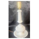 Vintage White Hobnail Milk Glass Table Lamp - 18" H
