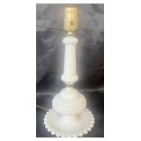 Vintage White Hobnail Milk Glass Table Lamp - 18" H