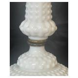 Vintage White Hobnail Milk Glass Table Lamp - 18" H