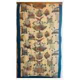 Vintage Hand Tied Throw Quilt with Mississippi Riverboats