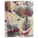 Vintage Hand Tied Throw Quilt with Mississippi Riverboats