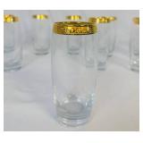 Vintage Mid Century 22K Gold Rim Glassware Set 12