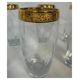 Vintage Mid Century 22K Gold Rim Glassware Set 12