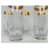 Vintage Mid Century 22K Gold Rim Glassware Set 12