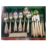 Large Set of 1847 Rogers Bros. Springtime Silverplate Flatware Set