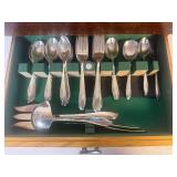 Large Set of 1847 Rogers Bros. Springtime Silverplate Flatware Set