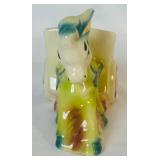 Vintage Japanese Hand Painted Hanging Flower Frog and Donkey with Cart Ceramic Planter