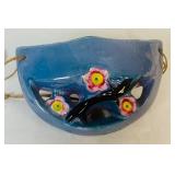 Vintage Japanese Hand Painted Hanging Flower Frog and Donkey with Cart Ceramic Planter