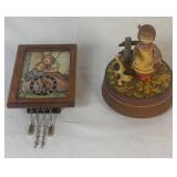 Vintage Small Hummel Little Girl Wind Up Wall Pendulum Clock Made in West Germany  with Anri Music Box