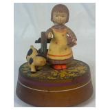 Vintage Small Hummel Little Girl Wind Up Wall Pendulum Clock Made in West Germany  with Anri Music Box