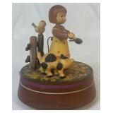 Vintage Small Hummel Little Girl Wind Up Wall Pendulum Clock Made in West Germany  with Anri Music Box