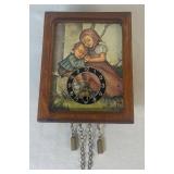 Vintage Small Hummel Little Girl Wind Up Wall Pendulum Clock Made in West Germany  with Anri Music Box