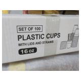 Case of 100 Plastic 16 oz Cups with...
