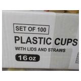 Case of 100 Plastic 16 oz Cups with...