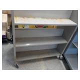 2 Metal Shelving Units and 1 Desk...