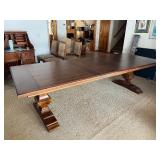 Dining Table - Dark Wood, Double Pedestal Base