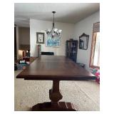 Dining Table - Dark Wood, Double Pedestal Base