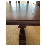 Dining Table - Dark Wood, Double Pedestal Base