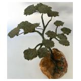 MCM Bijan Metal Bronze Patina Tree Sculpture on Rock Base