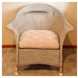 Wicker Armchair & Table Lamp - Removable Cushioned Seat