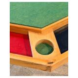 Octagonal Folding Card Table - Green Felt Top & Cup Holders Along with 4 Samsonite Folding Chairs