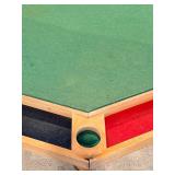 Octagonal Folding Card Table - Green Felt Top & Cup Holders Along with 4 Samsonite Folding Chairs