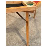 Octagonal Folding Card Table - Green Felt Top & Cup Holders Along with 4 Samsonite Folding Chairs