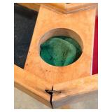 Octagonal Folding Card Table - Green Felt Top & Cup Holders Along with 4 Samsonite Folding Chairs