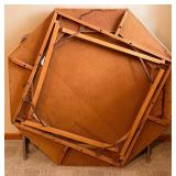 Octagonal Folding Card Table - Green Felt Top & Cup Holders Along with 4 Samsonite Folding Chairs
