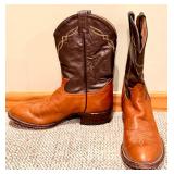 Pre-owned Tony Lama - Two-Tone Leather Cowboy Boots with Embroidered Shaft - Size 8.5 E