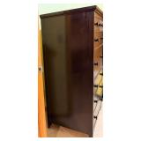 Tall Dresser - Dark Wood with 2 Small Top Drawers & Keyhole with Key