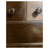 Tall Dresser - Dark Wood with 2 Small Top Drawers & Keyhole with Key