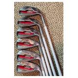 Adams Golf Bag & Ray Cook Classic Plus Chipper & Irons with Red Grips & Umbrella