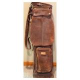 Vintage Hughes Patent Leather Golf Bag with Walter Hagen Irons