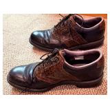 FootJoy Golf Shoes Size 9M Brown Croc Pattern & Spike Kit