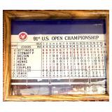 Vintage Golf Club Lamp with Green Shade & Golf Balls in Display Rack