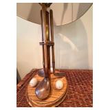Vintage Golf Club Lamp with Green Shade & Golf Balls in Display Rack