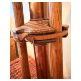 Vintage Golf Club Lamp with Green Shade & Golf Balls in Display Rack