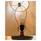 Wicker Armchair & Table Lamp - Removable Cushioned Seat