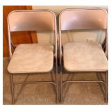 Octagonal Folding Card Table - Green Felt Top & Cup Holders Along with 4 Samsonite Folding Chairs