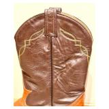 Pre-owned Tony Lama - Two-Tone Leather Cowboy Boots with Embroidered Shaft - Size 8.5 E